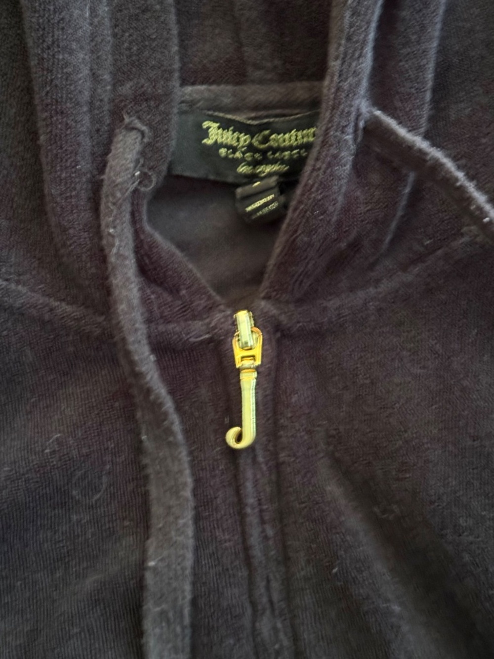 Last Chance! Juicy Couture Black Label Black Terrycloth Hoodie Size Small - Picture 5 of 7
